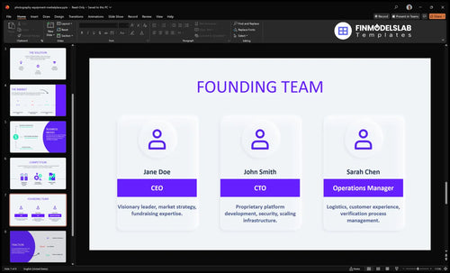photography equipment marketplace team slide financialmodelslab
