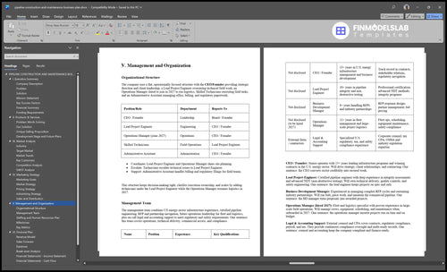 pipeline construction and maintenance business plan management financialmodelslab
