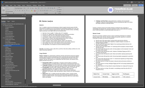 pipeline construction and maintenance business plan marketing analysis financialmodelslab