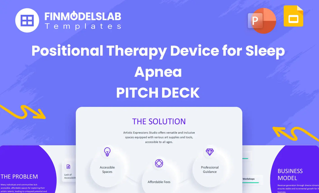 Positional Therapy Device for Sleep Apnea Investment Pitch Deck - investor pitch built to secure funding and partners, offering investor-ready structure, visual storytelling, concise 8-slide format; solves tight deadlines and unclear investor expectations.