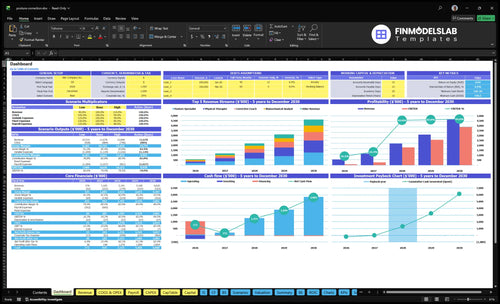 Posture Correction Services Financial Model dashboard summarizing key KPIs, runway, cash position and performance with a dynamic investor-ready dashboard to resolve cash-flow blind spots and aid presentations