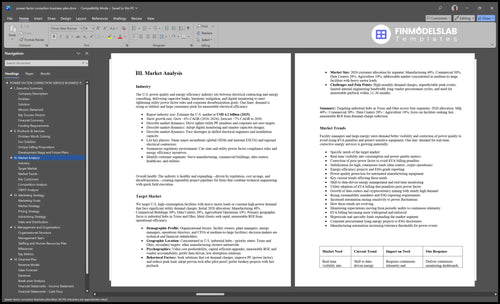 power factor correction business plan marketing analysis financialmodelslab