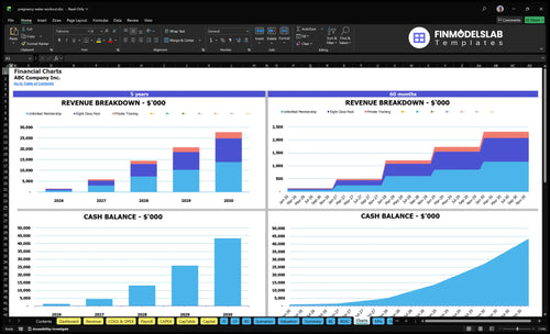 pregnancy water workout financial model charts financialmodelslab