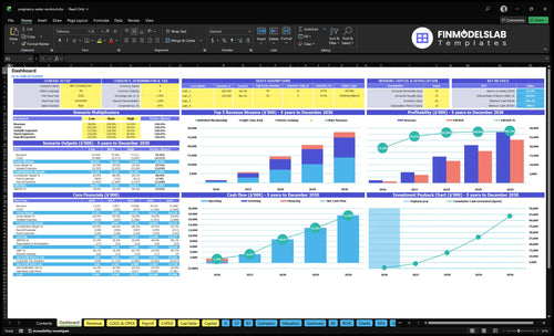 pregnancy water workout financial model dashboard financialmodelslab