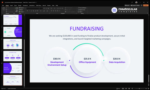 procurement software development fundraising slide financialmodelslab