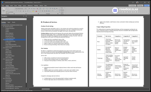 professional organizing business plan product financialmodelslab