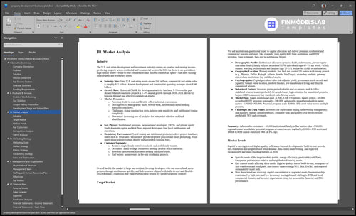 property development business plan marketing analysis financialmodelslab