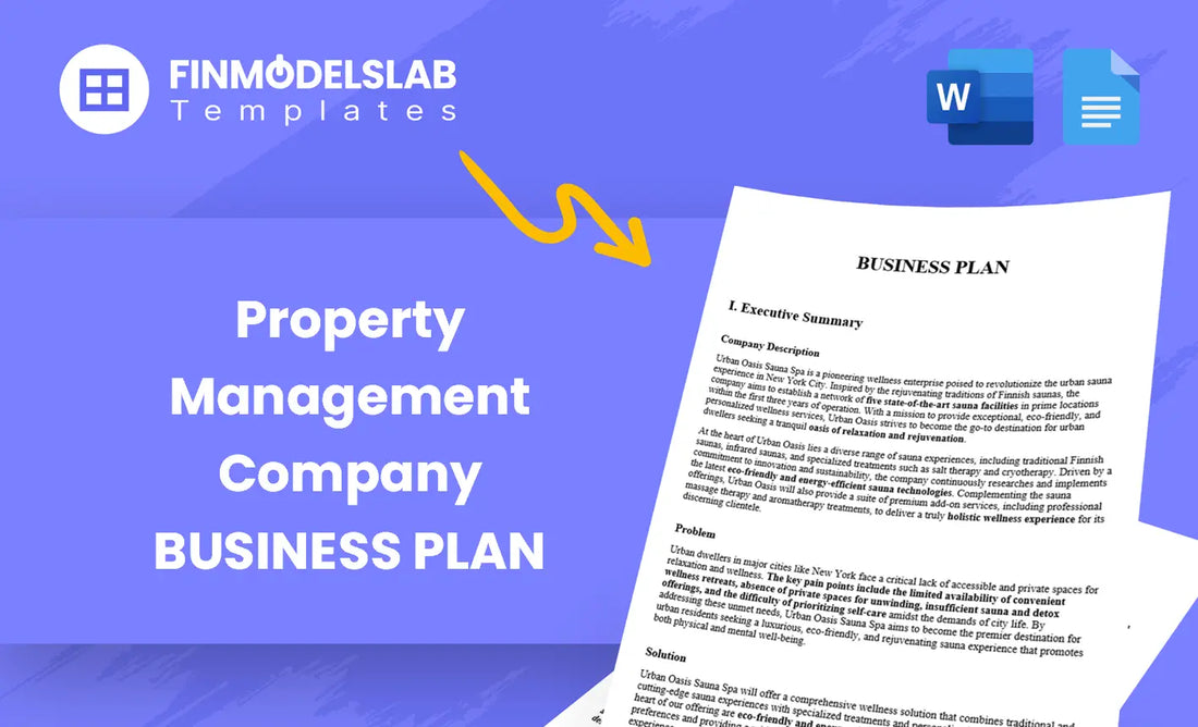 Property Management Company Business Plan - a ready business plan template for property managers and investors, with pre-written content, investor-ready formatting and customizable Word files, saving time and meeting lender/investor standards while avoiding consultant costs.