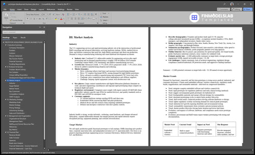 prototype development business plan marketing analysis financialmodelslab