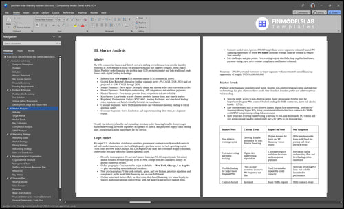 purchase order financing business plan marketing analysis financialmodelslab