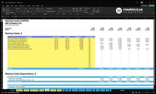 queen bee breeding financial model capex financialmodelslab