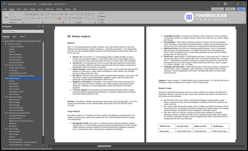 quinceanera planning business plan marketing analysis financialmodelslab