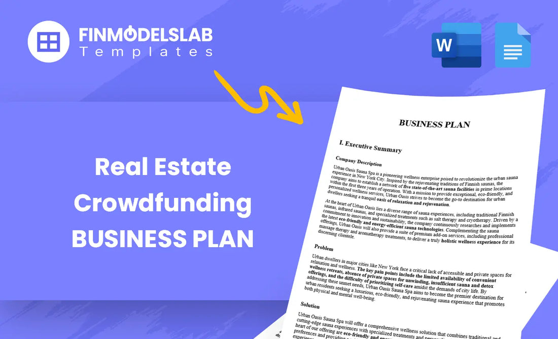 Real Estate Crowdfunding Business Plan built for founders and investors seeking clarity and funding; includes comprehensive structure, investor-ready formatting, high-level financial forecasts, saves time and meets lender/investor standards.