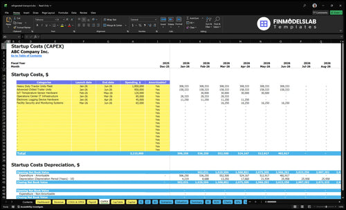 Refrigerated Transport Service Financial Model capex inputs allowing users to customize capital expenditures for vehicles, refrigeration units, and equipment, enabling scenario-ready fleet investment planning.