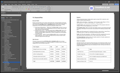 remote access setup business plan financial plan financialmodelslab