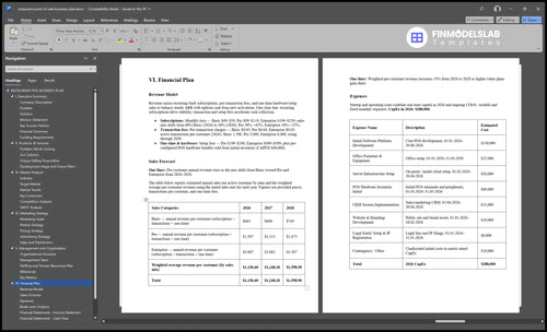 restaurant point of sale business plan financial plan financialmodelslab