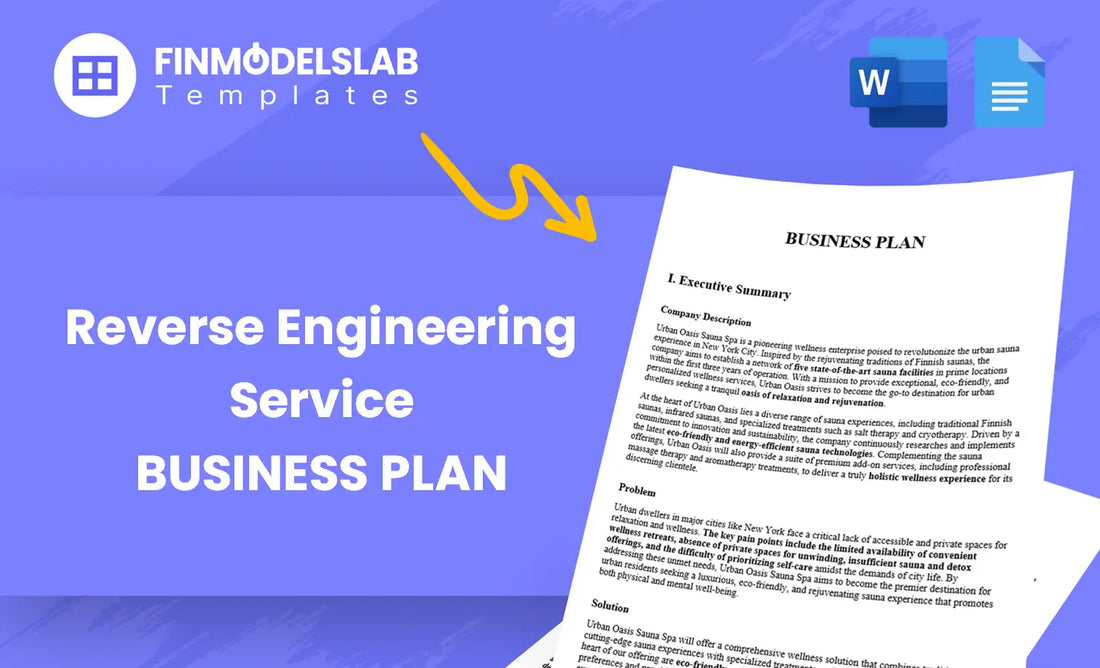 Reverse Engineering Service Business Plan - built for engineers and startups seeking investor-ready proposals and operational clarity, with pre-written content, customizable Word template and time-saving structure; helps meet lender/investor standards and avoid consultant costs.