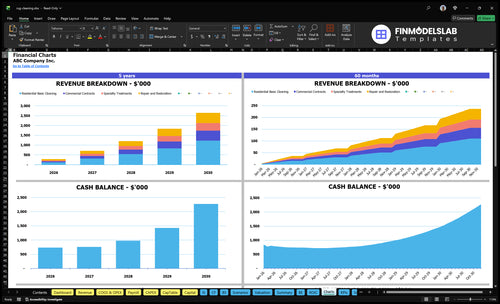rug cleaning financial model charts financialmodelslab
