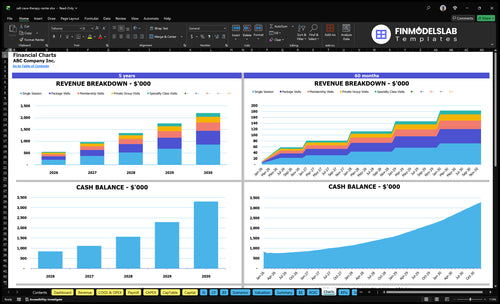 salt cave therapy center financial model charts financialmodelslab