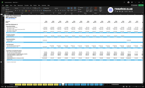 savings bank financial model cash flow financialmodelslab
