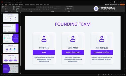 savings bank team slide financialmodelslab