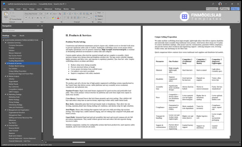 scaffold manufacturing business plan product financialmodelslab