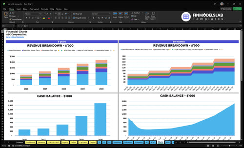 sea turtle rescue financial model charts financialmodelslab