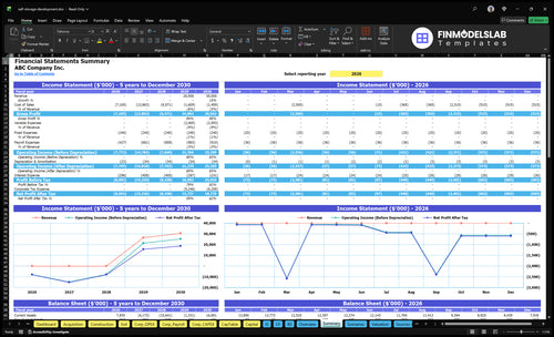 self storage development financial model summary financialmodelslab