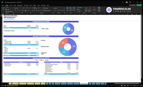 self storage investment financial model sources uses financialmodelslab