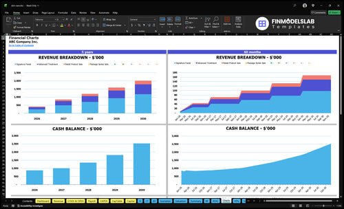 skin care financial model charts financialmodelslab