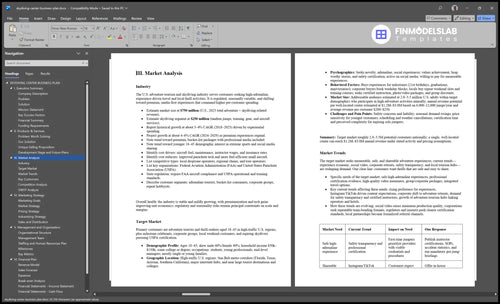 skydiving center business plan marketing analysis financialmodelslab