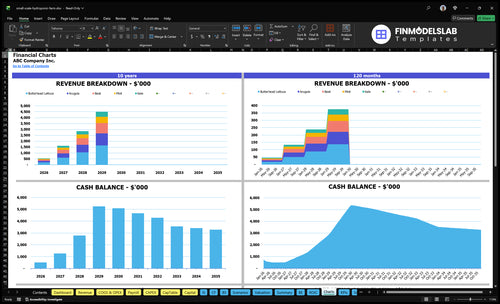 small scale hydroponic farm financial model charts financialmodelslab