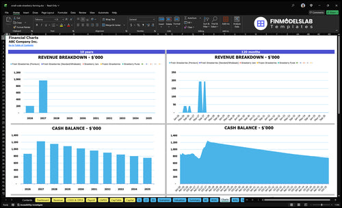 small scale strawberry farming financial model charts financialmodelslab