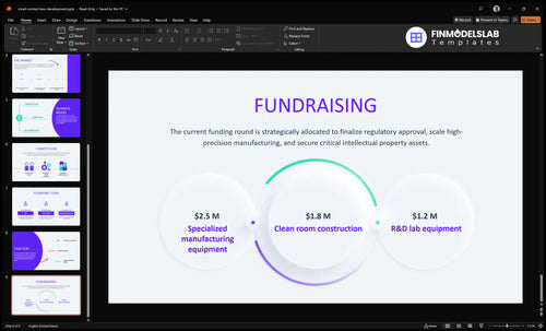 smart contact lens development fundraising slide financialmodelslab