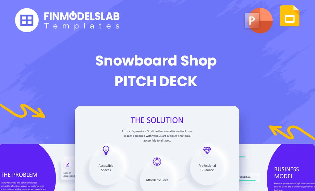 Snowboard Shop Investment Pitch Deck investor pitch built to secure funding and clarify strategy, offering investor-ready structure, concise 8-slide format, visual storytelling; solves limited time and unclear investor expectations.