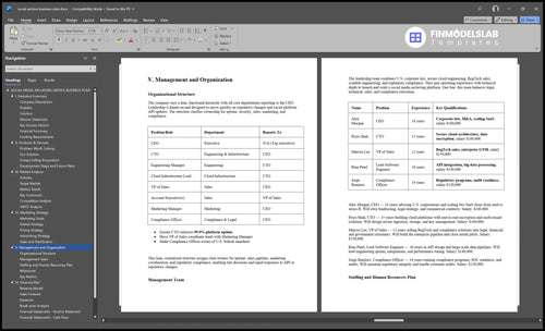 social archive business plan management financialmodelslab