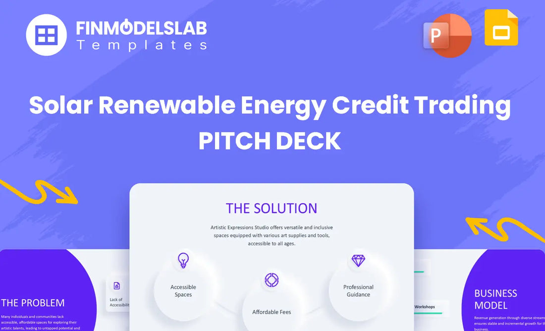 Solar Renewable Energy Credit Trading Investment Pitch Deck - investor pitch to raise capital for REC trading ventures, offering investor-ready structure, market sizing and financial snapshot; solves unclear investor expectations and tight deadlines.