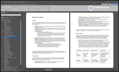 spa business plan marketing analysis financialmodelslab