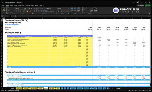 style guide template financial model capex financialmodelslab