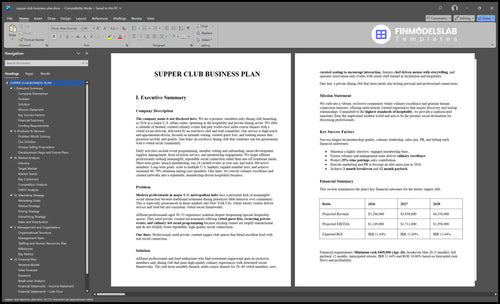 supper club business plan executive summary financialmodelslab