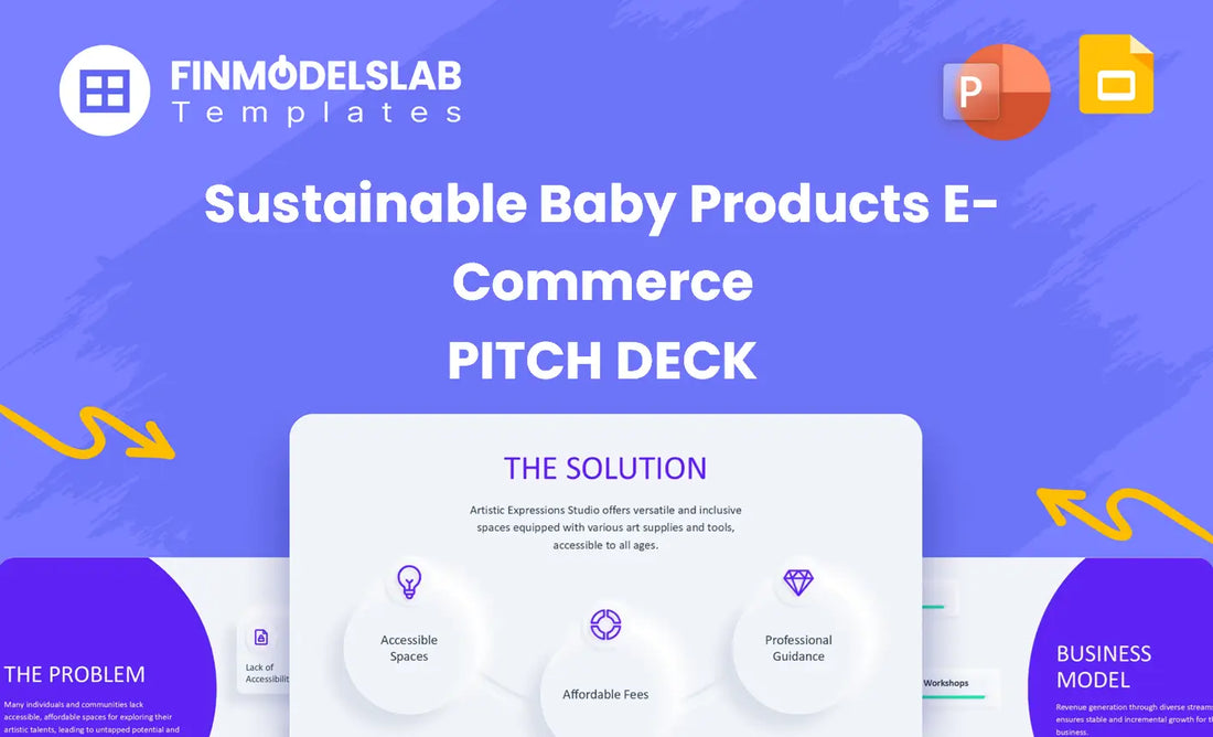 Sustainable Baby Products E-Commerce Investment Pitch Deck - investor pitch to secure funding and partnerships, offering investor-ready structure, visual storytelling, concise 8-slide format, market and business model clarity; solves limited time and unclear investor expectations.