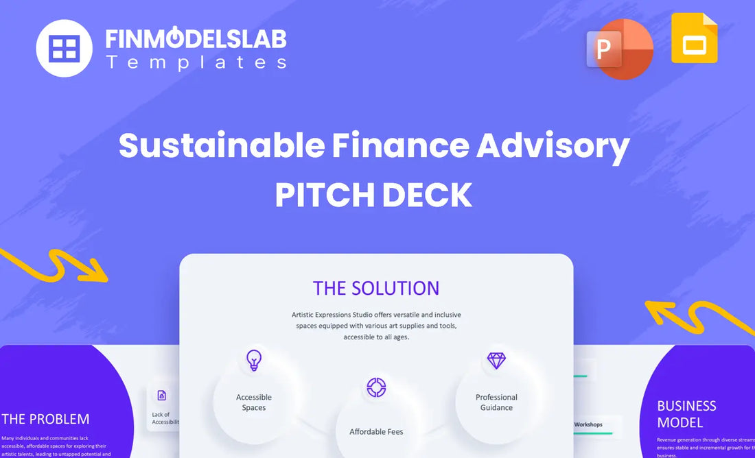 Sustainable Finance Advisory Investment Pitch Deck - investor pitch built to secure funding and partnerships, offering investor-ready structure, visual storytelling, concise 8-slide format; solves unclear investor expectations and tight deadlines.