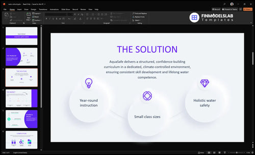 swim school solution slide financialmodelslab