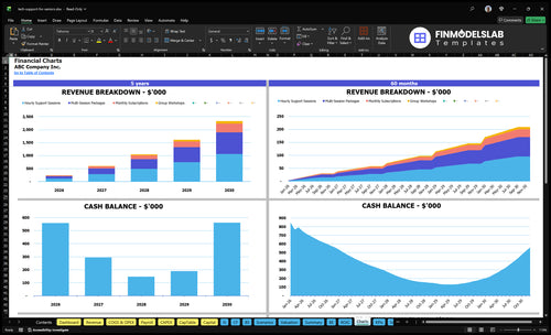 tech support for seniors financial model charts financialmodelslab