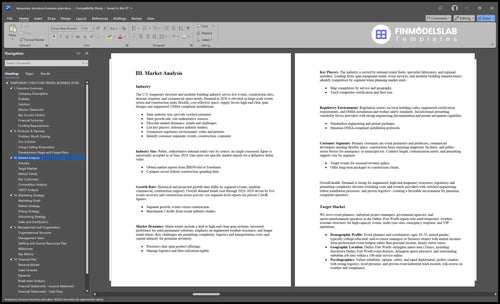 temporary structure business plan marketing analysis financialmodelslab