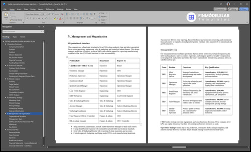 textile manufacturing business plan management financialmodelslab