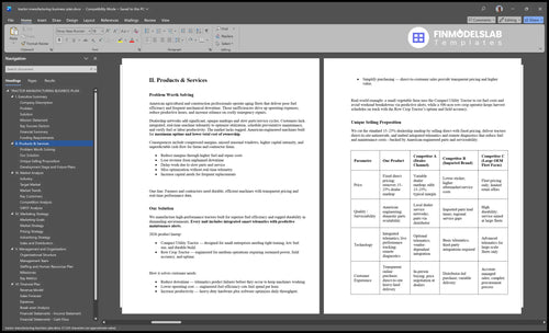 tractor manufacturing business plan product financialmodelslab