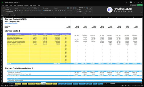 transload service financial model capex financialmodelslab