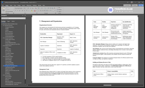 trucking service business plan management financialmodelslab