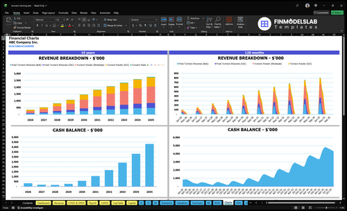 turmeric farming financial model charts financialmodelslab